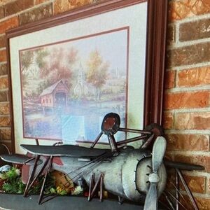 Vintage 1977 Airplane Metal Wall Decor 3 Feet